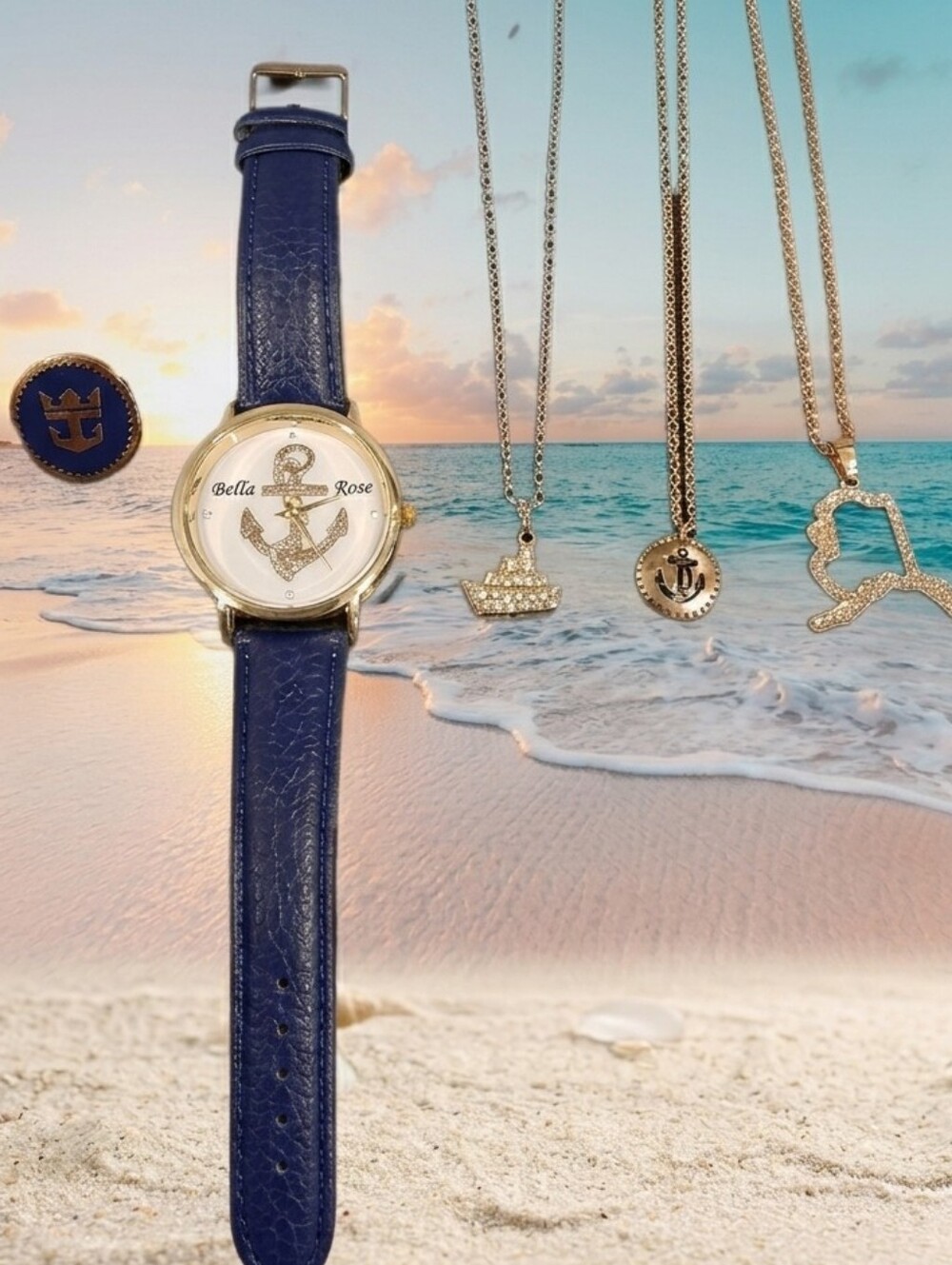 4Pc Lot Of Travel Accessories Jewelry Necklace Watch Cruise Nautical Alaska
